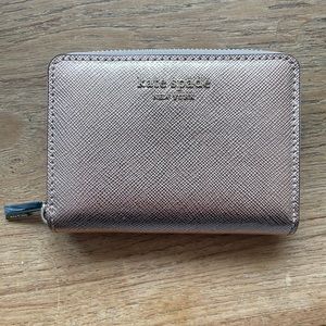 Rose gold zip-up Kate Spade Wallet